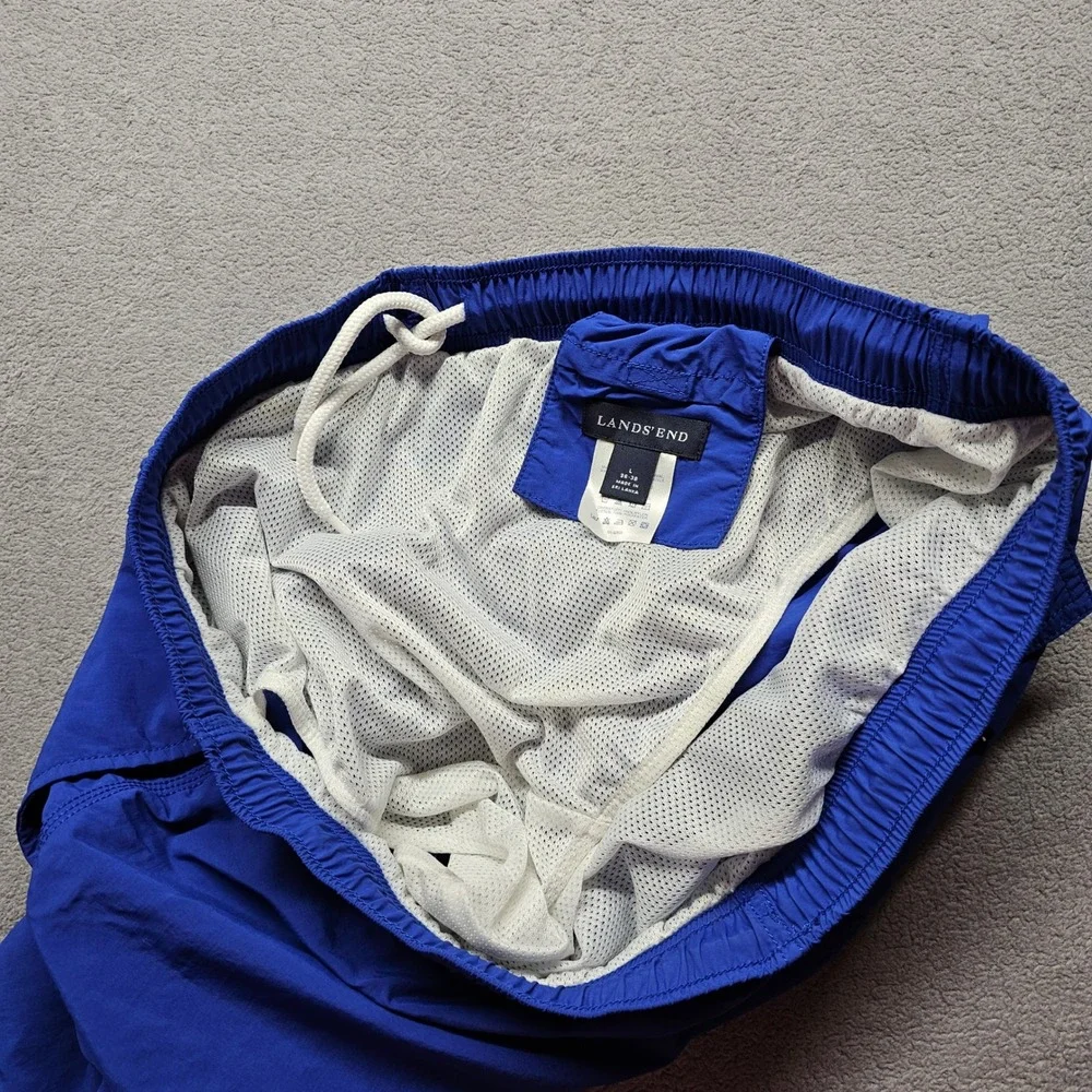 Lands' End Swim Trunks Mens Large 36-38/L Blue Solid Board Shorts
